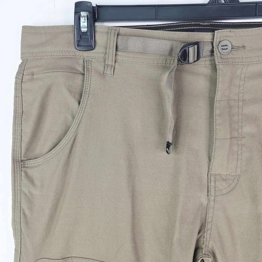 Prana Pants Mens 38X32‎ Tan Zion II Slim Performance Nylon Hiking Outdoor Logo